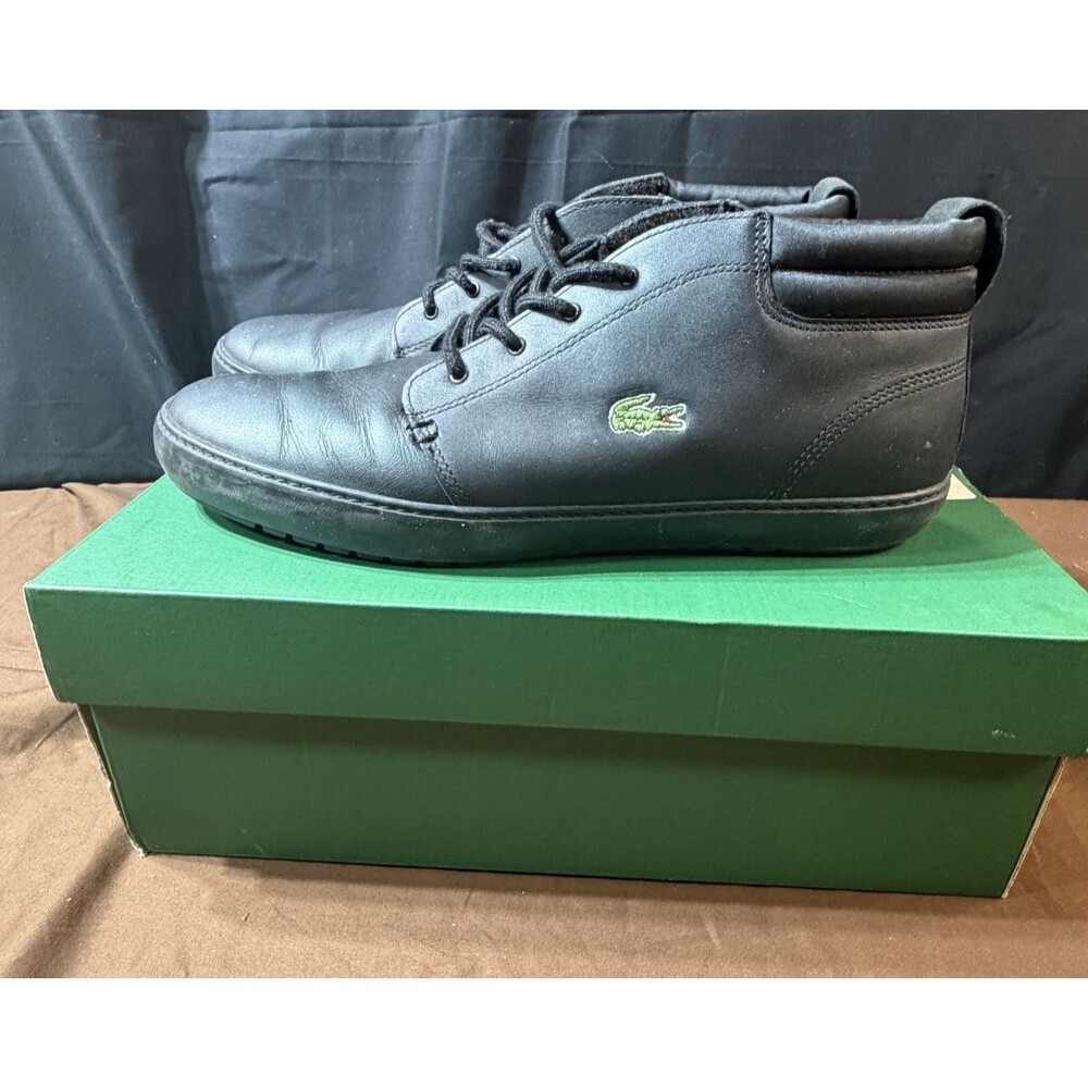 Lacoste Ampthill 316 Men's Black Leather Mid Top Casual Sneakers Size 12